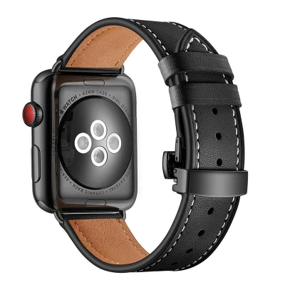 Bracelet de montre intelligente en cuir véritable, Apple Watch, 42mm, offre spéciale